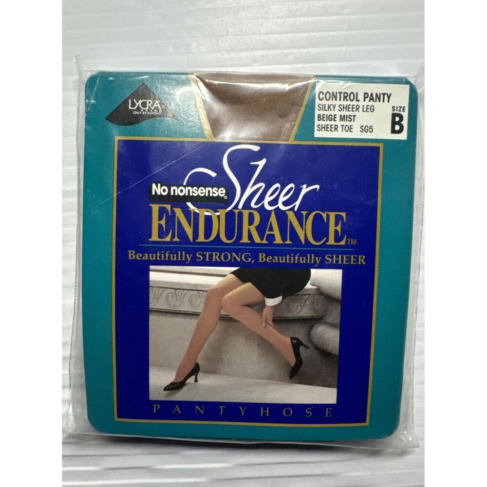 No Nonsense Sheer Endurance Control Top Pantyhose Beige Mist Sheer Toe Sz B SG5